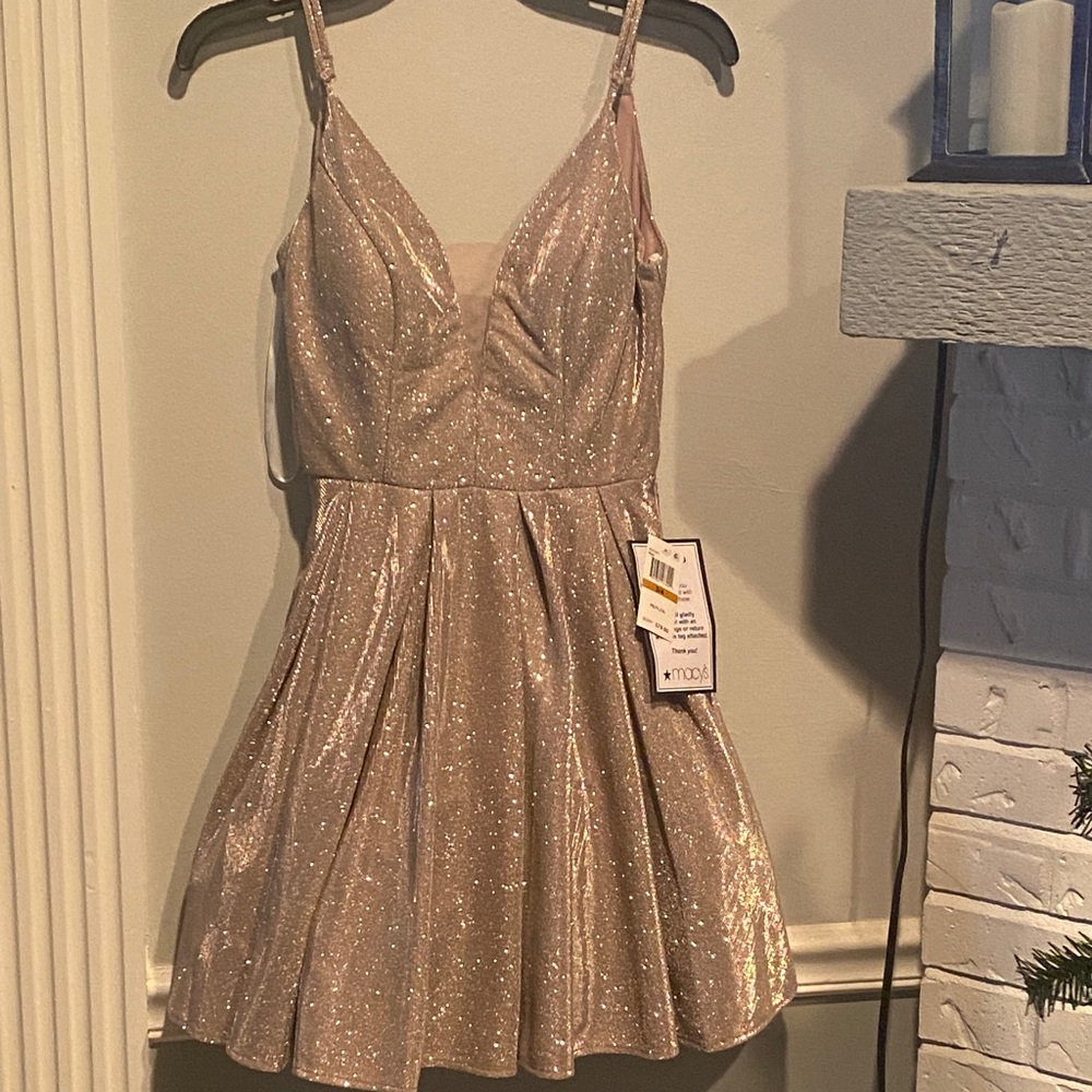 B Darlin Sparkling Rose Gold Sparkling Prom Dress. Ships same day!!
